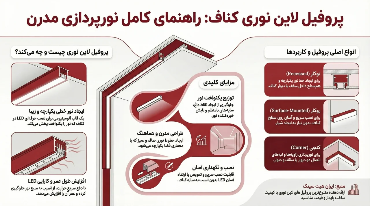 راهنمای اینفوگرافیک پروفیل لاین نوری کناف