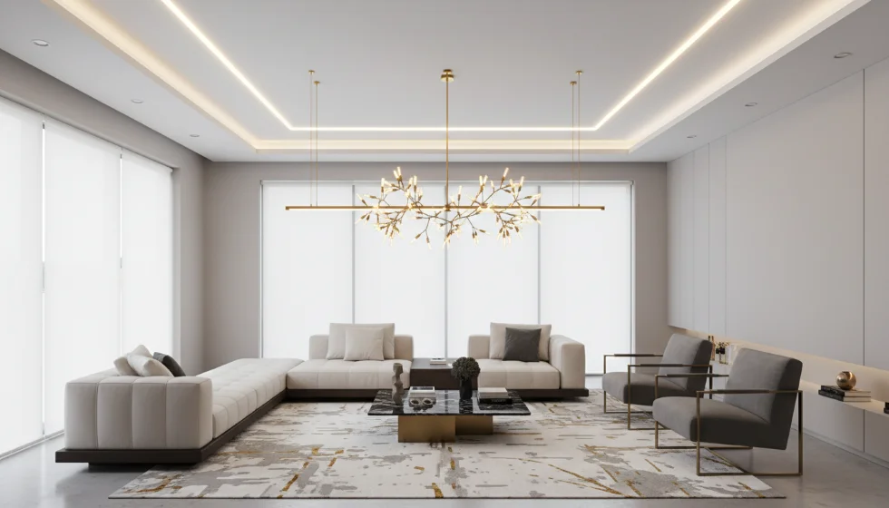 طرح لاین نوری سقف: ترکیب مدل توکار و آویز