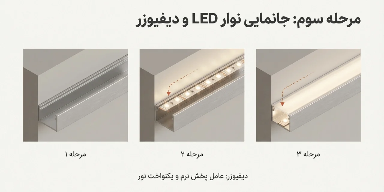 مرحله سوم اجرای لاین نوری کناف