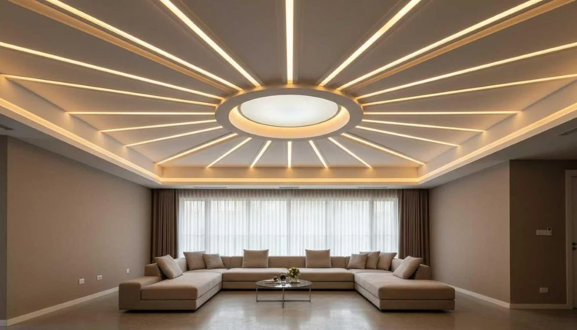 طرح لاین نوری شعاعی روی سقف