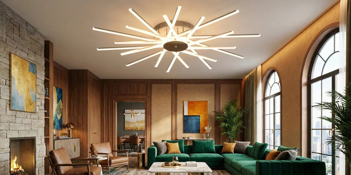 طرح لاین نوری لوستر ستاره ای با مدل آویز