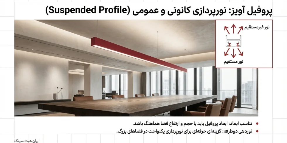 اندازه پروفیل لاین نوری برای نورپردازی عمومی